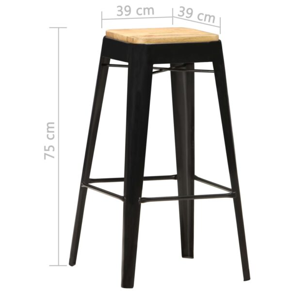 vidaXL Bar Stools 4 pcs Black Solid Mango Wood - Image 7