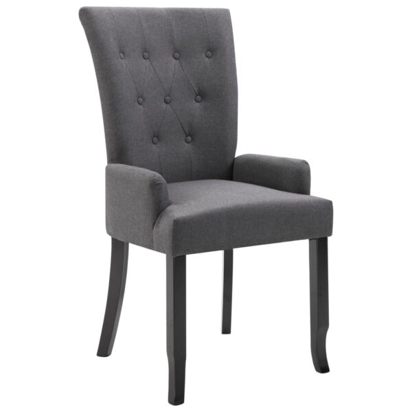 vidaXL Dining Chair with Armrests Dark Grey Fabric - Image 2