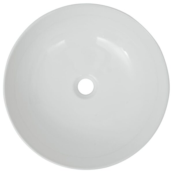 vidaXL Basin Round Ceramic White 41.5x13.5 cm - Image 3