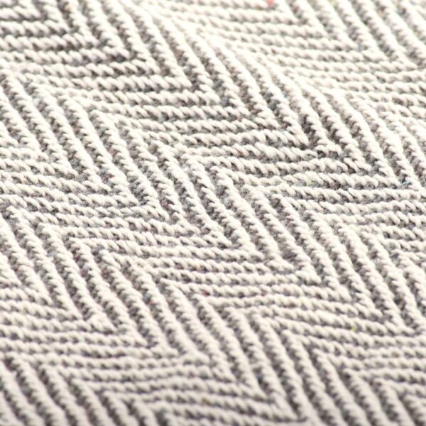 vidaXL Throw Cotton Herringbone 160x210 cm Grey - Image 6