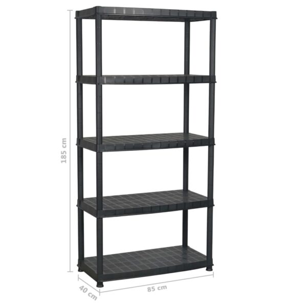 vidaXL Storage Shelf 5-Tier Black 85x40x185 cm Plastic - Image 8