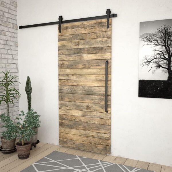 vidaXL Sliding Door Hardware Kit 183 cm Steel Black - Image 3