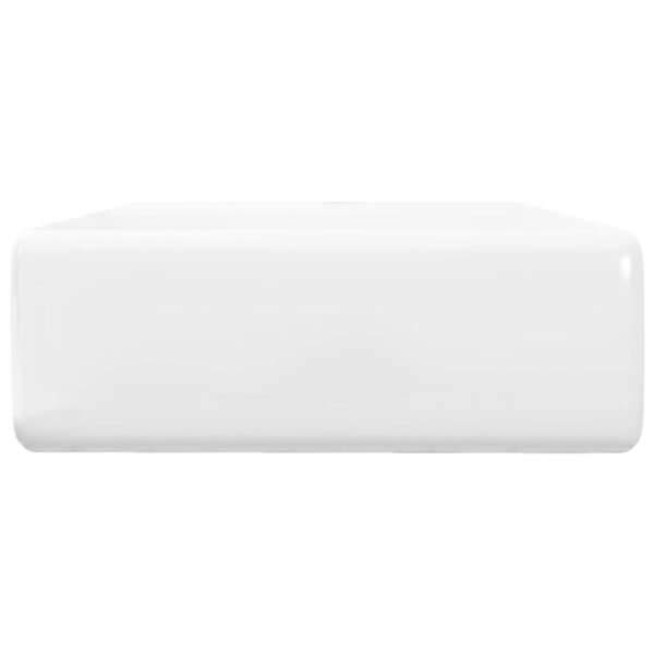 vidaXL Ceramic Basin Square with Overflow and Faucet Hole 41 x 41 cm - Image 5