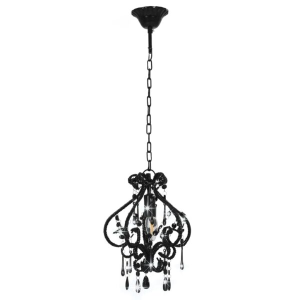 vidaXL Ceiling Lamp with Beads Black Round E14 - Image 4