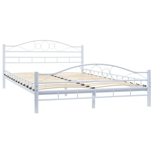 vidaXL Bed Frame without Mattress White Metal 137x187 cm Double - Image 2