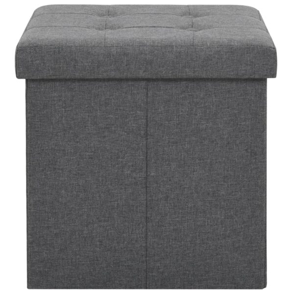 vidaXL Folding Storage Stools 2 pcs Dark Grey Faux Linen - Image 6