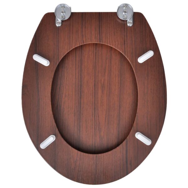 vidaXL Toilet Seats with Lids 2 pcs MDF Brown - Image 5