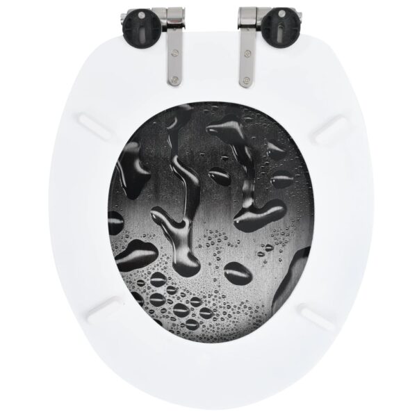 vidaXL WC Toilet Seat with Soft Close Lid MDF Water Drop Design - Image 5