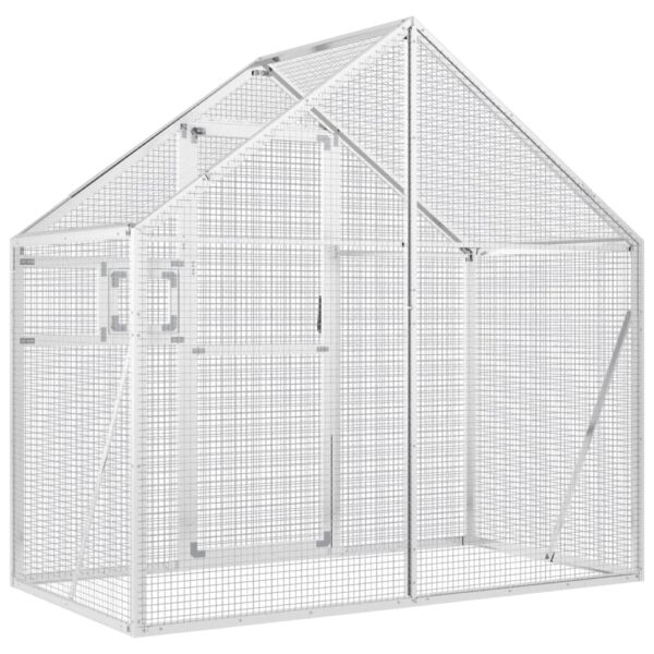 vidaXL Aviary Silver 179x100x185 cm Aluminium - Image 5