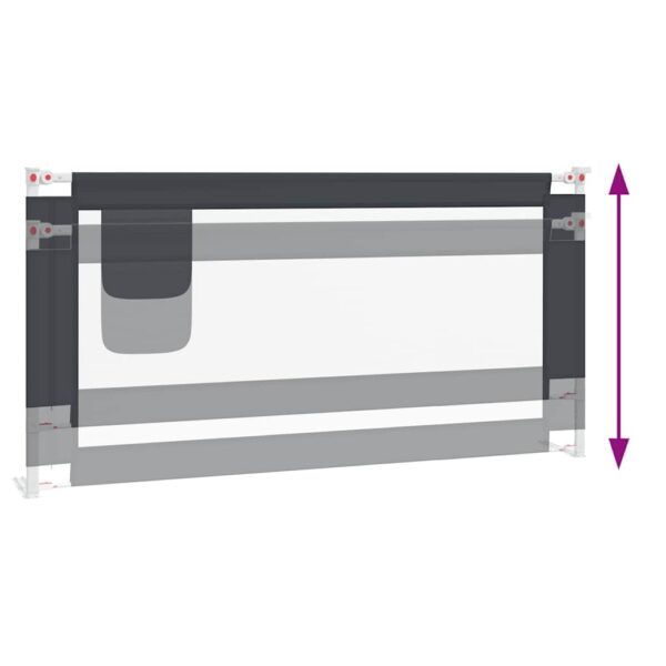 vidaXL Toddler Safety Bed Rail Dark Grey 180x25 cm Fabric - Image 6