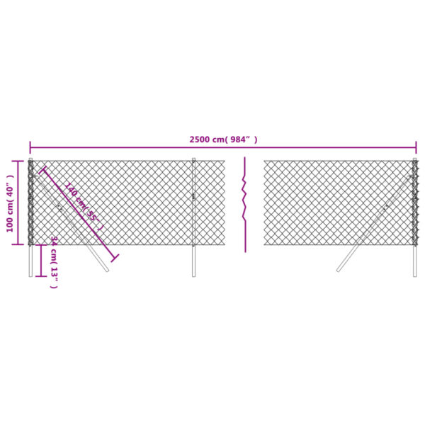 vidaXL Chain Link Fence Green 1x25 m - Image 5
