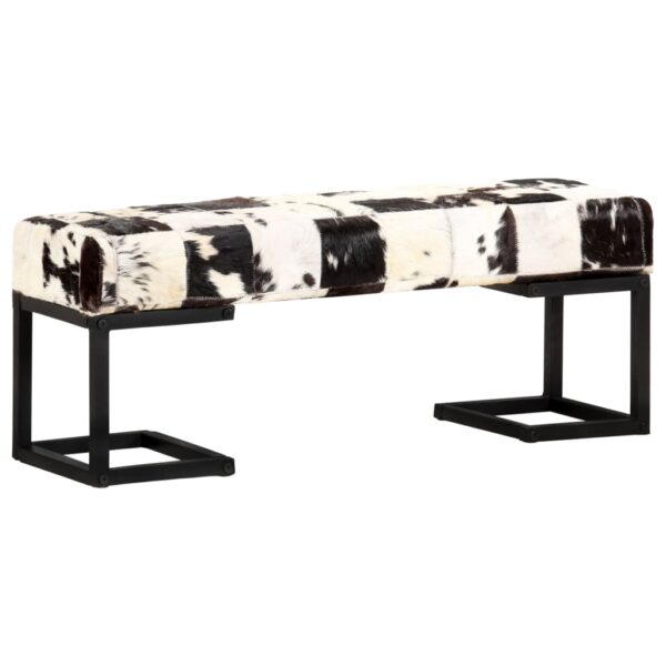 vidaXL Bench 110 cm Black Patchwork Genuine Goat Leather - Image 1