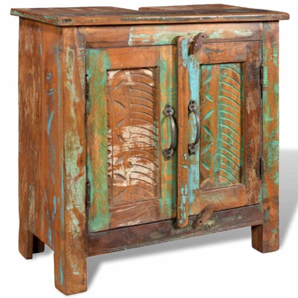 Reclaimed Solid Wood Bathroom Vanity Cabinet Set with Mirror - Image 9