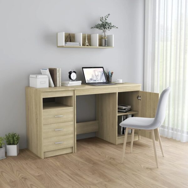 vidaXL Desk Sonoma Oak 140x50x76 cm Engineered Wood - Image 4
