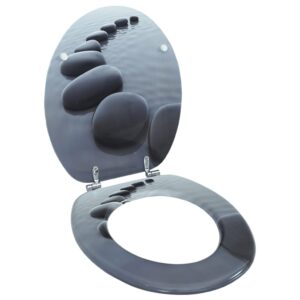 vidaXL WC Toilet Seat MDF Lid Stones