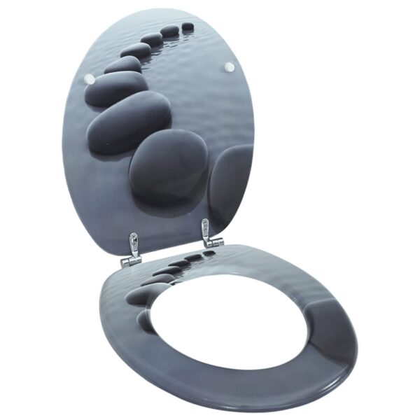 vidaXL WC Toilet Seat MDF Lid Stones - Image 1