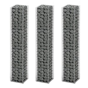 vidaXL Gabion Set 3 pcs Galvanised Wire 25 x 25 x 150 cm