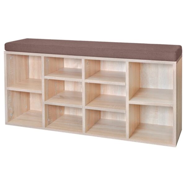 Shoe Storage Bench 10 Compartments Oak Colour - Image 2