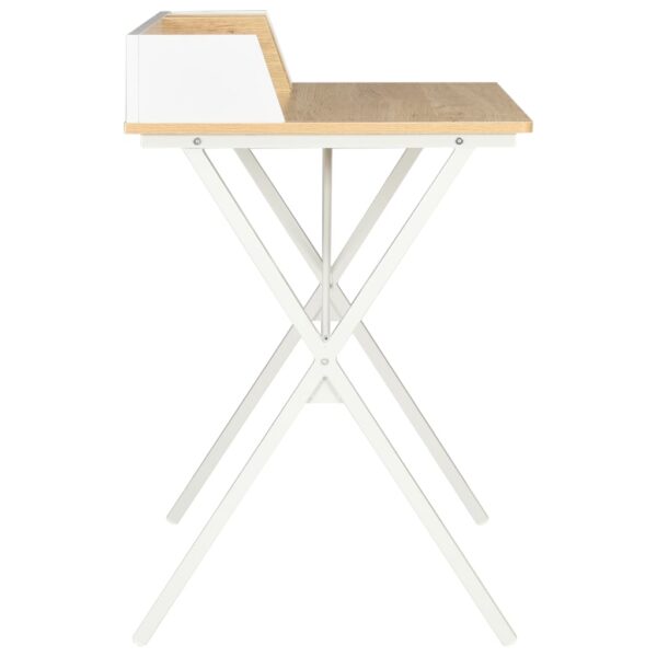 vidaXL Desk White and Natural 80x50x84 cm - Image 4