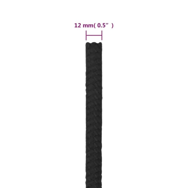 vidaXL Boat Rope Full Black 12 mm 100 m Polypropylene - Image 6