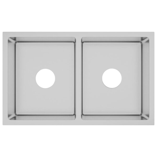 vidaXL Handmade Kitchen Sink Stainless Steel - Image 2