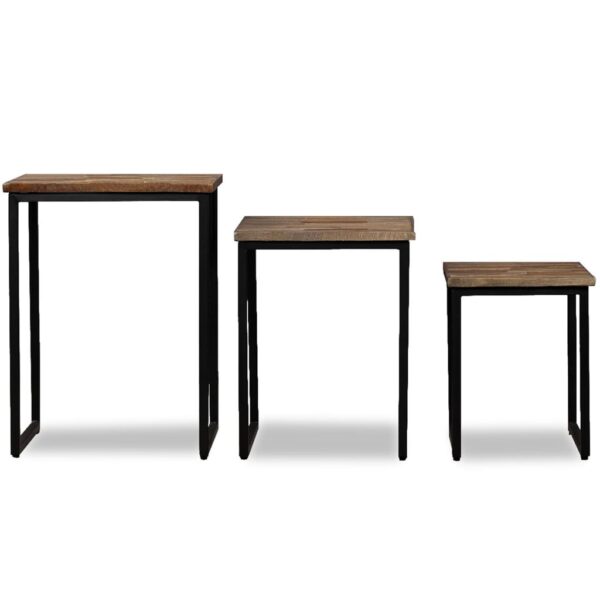 vidaXL 3 Piece Nesting Coffee Table Set Solid Reclaimed Teak - Image 2