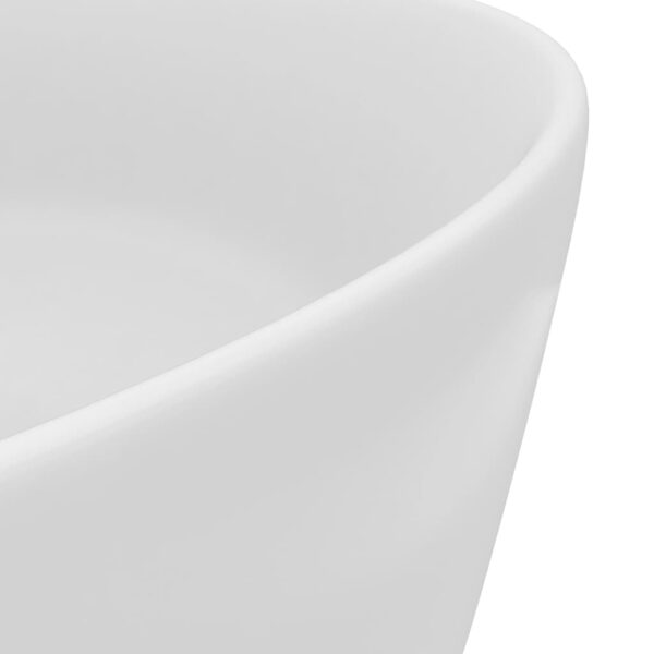 vidaXL Luxury Wash Basin Round Matt White 40x15 cm Ceramic - Image 5