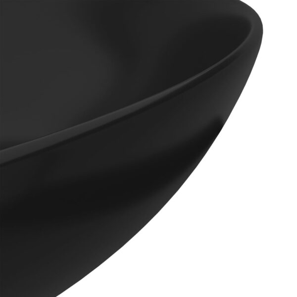 vidaXL Bathroom Sink Ceramic Matt Black Round - Image 5