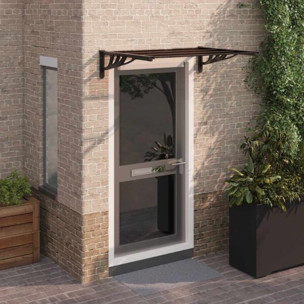vidaXL Door Canopy Black 122x90 cm Polycarbonate - Image 1