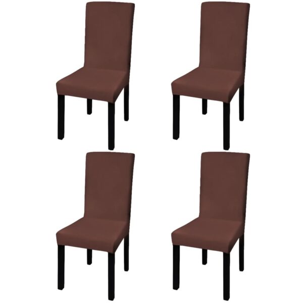 vidaXL Straight Stretchable Chair Cover 4 pcs Brown - Image 1