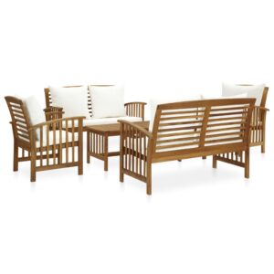 vidaXL 5 Piece Garden Lounge Set with Cushions Solid Acacia Wood (310257+310260+310263)