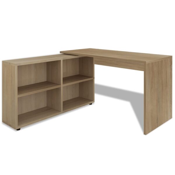 vidaXL Corner Desk 4 Shelves Oak - Image 2