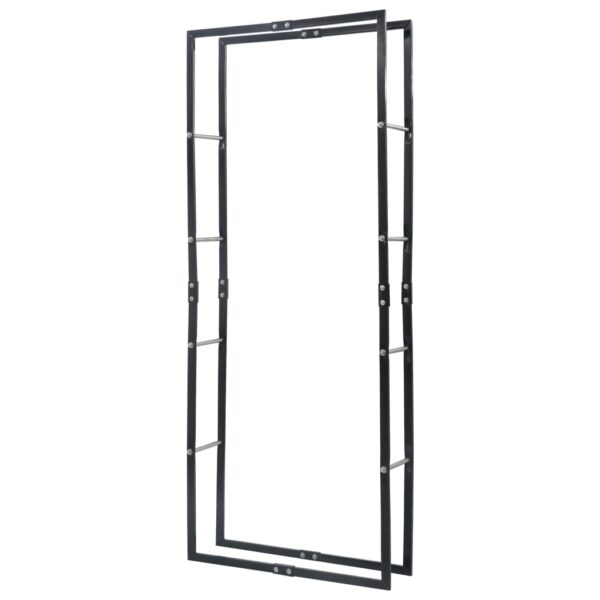 vidaXL Firewood Rack Black 80x25x200 cm Steel - Image 3
