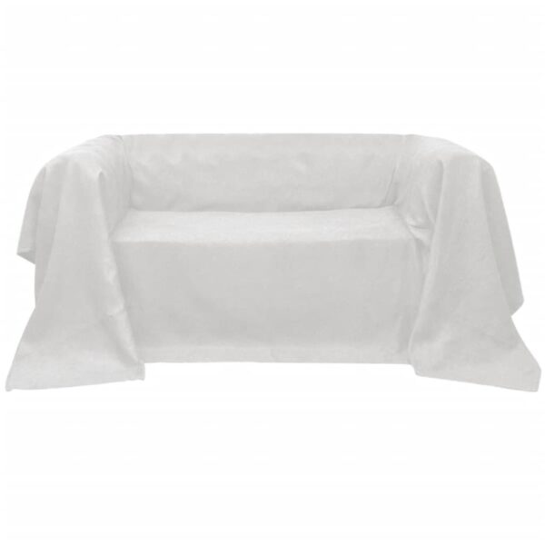 vidaXL Micro-suede Couch Slipcover Cream 210 x 280 cm - Image 1