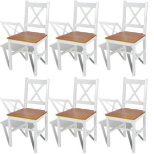 vidaXL Dining Chairs 6 pcs White Pinewood