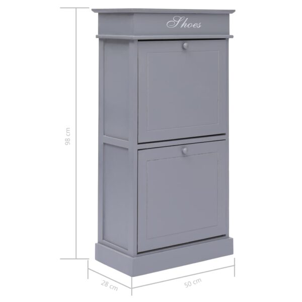 vidaXL Shoe Cabinet Grey 50x28x98 cm Paulownia Wood - Image 9