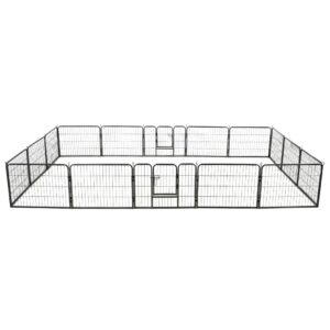 vidaXL Dog Playpen 16 Panels Steel 60x80 cm Black