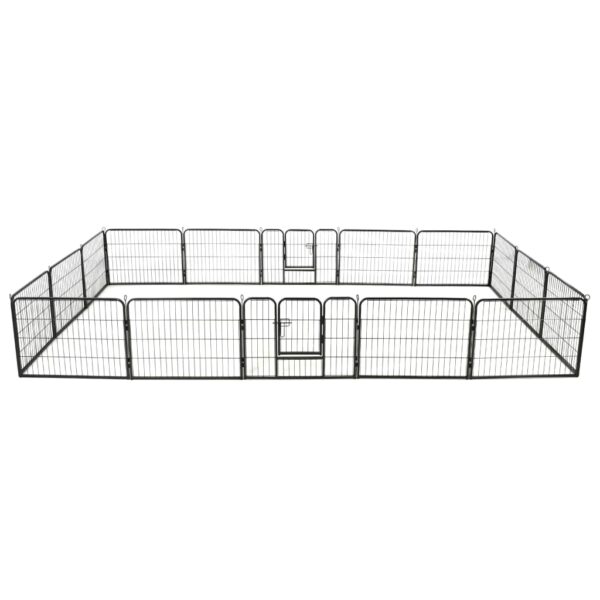 vidaXL Dog Playpen 16 Panels Steel 60x80 cm Black - Image 1