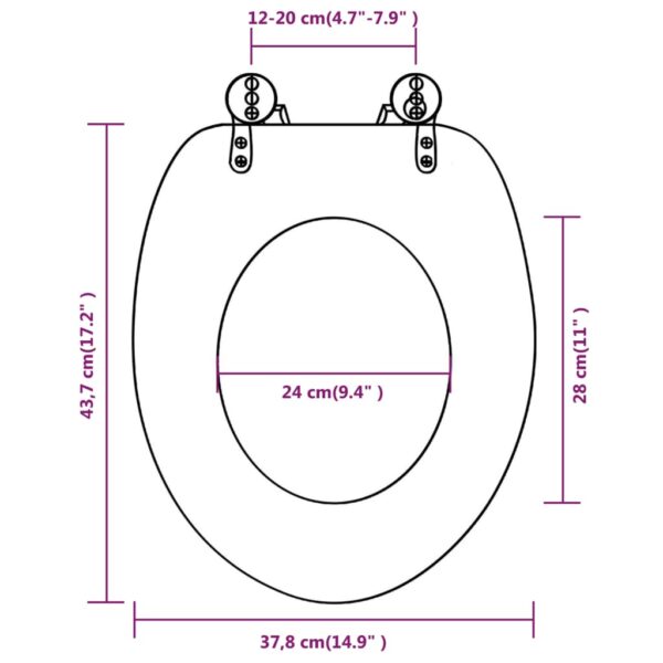 vidaXL Toilet Seats with Hard Close Lids MDF Old Wood - Image 9