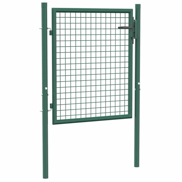 vidaXL Fence Gate Steel 100x75 cm Green - Image 2