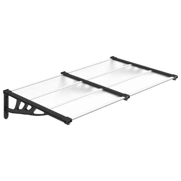 vidaXL Door Canopy Black and Transparent 152.5x90 cm Polycarbonate - Image 2