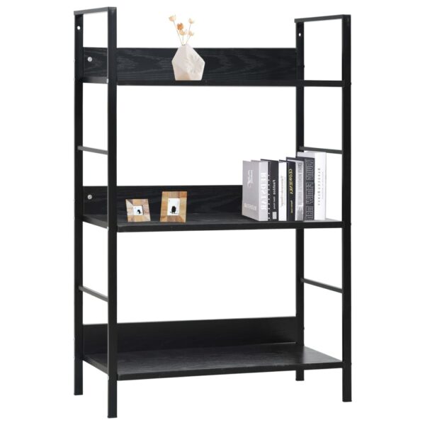 vidaXL 3-Layer Book Shelf Black 60x27.6x90.5 cm Engineered Wood - Image 2