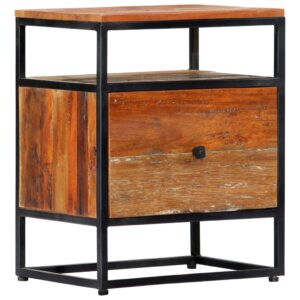 vidaXL Bedside Cabinet 40x30x50 cm Solid Reclaimed Wood and Steel