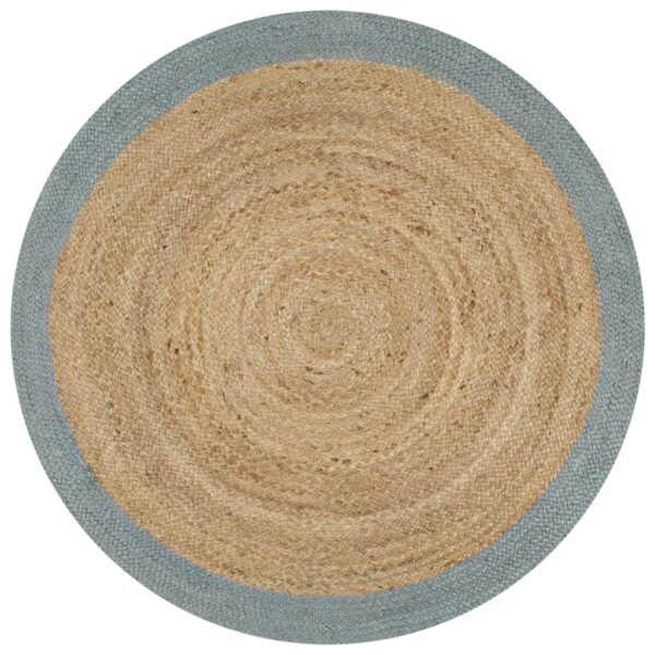 vidaXL Handmade Rug Jute with Olive Green Border 120 cm - Image 1