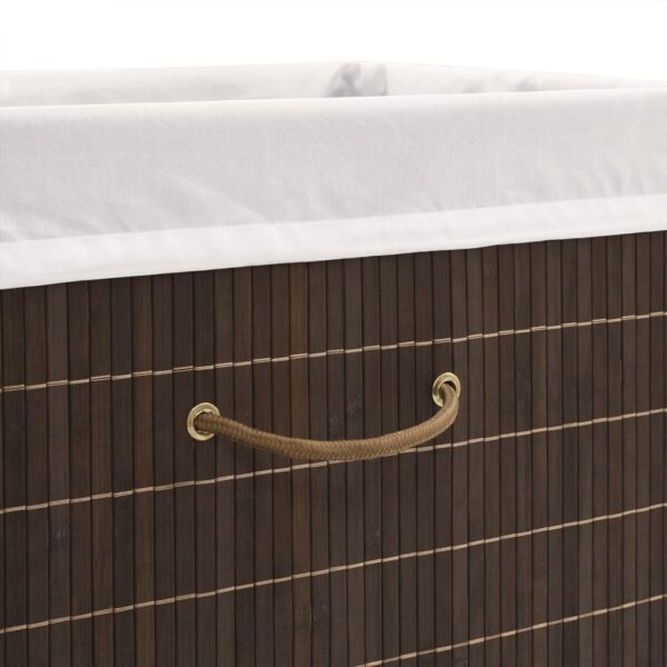vidaXL Bamboo Laundry Bin Rectangular Dark Brown - Image 5