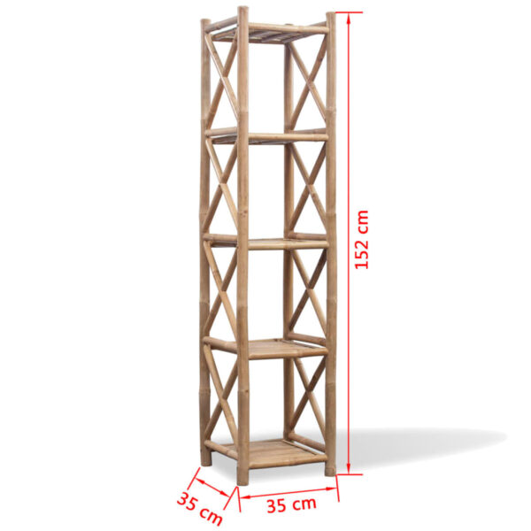 vidaXL 5-Tier Square Bamboo Shelf - Image 6
