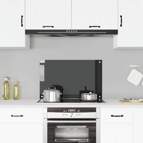 vidaXL Kitchen Backsplash Black 80x50 cm Tempered Glass - Image 1