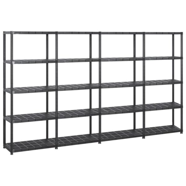 vidaXL Storage Shelf 5-Tier Black 284x38x170 cm Plastic - Image 1