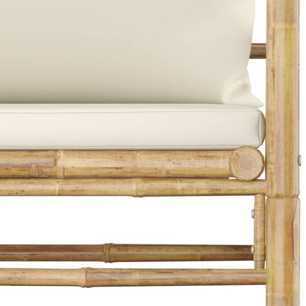 vidaXL 12 Piece Garden Lounge Set with Cream White Cushions Bamboo - Image 10