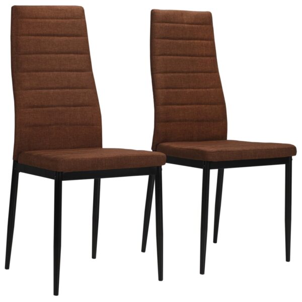 vidaXL Dining Chairs 2 pcs Brown Fabric - Image 1